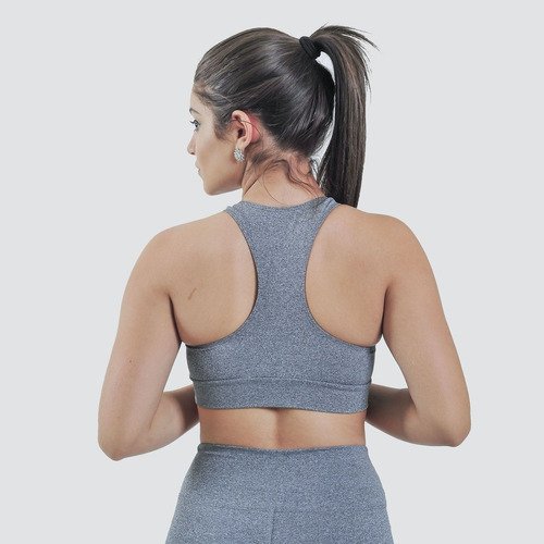 Top academia Feminino Suplex Fitness Treino Cor:Cinza;Tamanho:M - 5