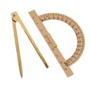 Ver imagem 3 de Kit Geométrico do Professor Com 1 Transferidor Em MDF 180 Graus e 1 Compasso Para Giz 40 cm Souza