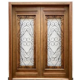 Porta Dupla Madeira Maciça/Ferro Completa 166x213x14cm Cedro Rosa - 2