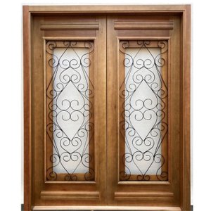 Porta Dupla Madeira Maciça/Ferro Completa 166x213x14cm Cedro Rosa