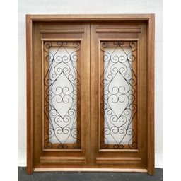 Porta Dupla Madeira Maciça/Ferro Completa 166x213x14cm Cedro Rosa - 5