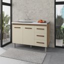 Ver imagem 1 de Balcão para Pia Bianca sem Tampo 120 cm 2 Portas 3 Gavetas Moblis: Savana Off White