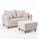 Ver imagem 2 de Conjunto Sofá Living 2 Lugares 160cm com Puff Linho Ananda CabeCasa MadeiraOriginals Bege/Creme
