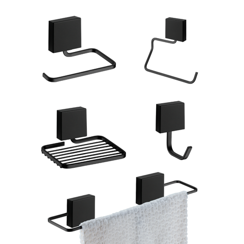 Kit Organizador de Banheiro Adesivo Fixare Preto 10071e