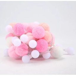 Guirlanda de Pompons Colorida 20 Pompons 2.8m Rosa - 2