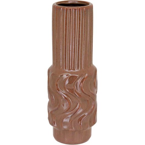 Vaso Decorativo Enfeite Casa Cerâmica 30x10x10cm Bege