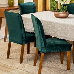 Kit Capas de Cadeira Jantar Lisa Splendore Ajustável com Elástico 06 Peças - Tecido Veludo Decoração - 2