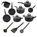 Ver imagem 1 de Jogo de Panelas 11 Peças Antiaderente Aluminio Preto