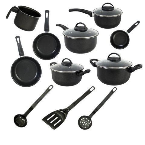 Jogo de Panelas 11 Peças Antiaderente Aluminio Preto