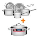 Ver imagem 1 de Kit - Conjunto de Panelas Inox 5 Pcs Allegra + Panela Inox Fundo Triplo Solar 4,7l - Tramontina