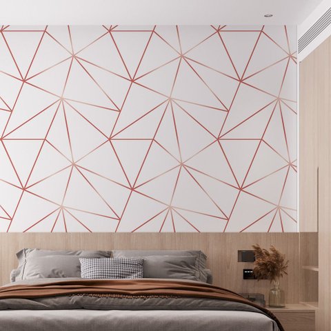 Papel de Parede Adesivo Zara Braco com Rosê Gold - 2,5m