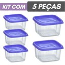 Ver imagem 2 de Kit 05 Pote Quadrado Hermético de Plastico 1400ml - Vasilha Fecha Maxx 1400ml - Panami