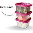 Ver imagem 4 de Kit 05 Pote Quadrado Hermético de Plastico 1400ml - Vasilha Fecha Maxx 1400ml - Panami