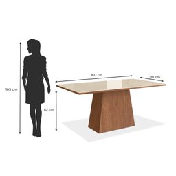 Mesa para Sala de Jantar 160x90cm com Vidro Lapidado  - 4