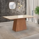 Ver imagem 2 de Mesa para Sala de Jantar 160x90cm com Vidro Lapidado Off White/Canela