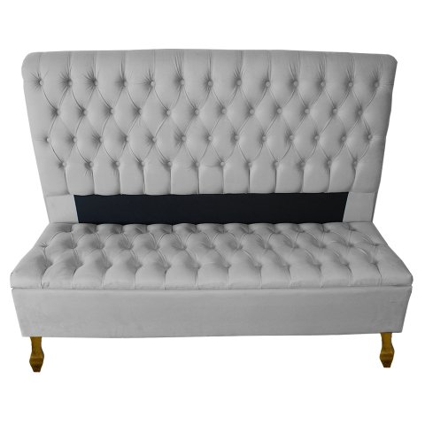 Cabeceira e Recamier Iza para Cama Box Casal Queen 1.60 - Suede - Sv Decor: Cinza Claro