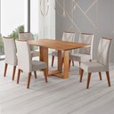 Ver imagem 1 de Mesa de Jantar 6 Lugares Coxilha Mel/bege - Viero Móveis