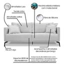 Ver imagem 4 de Kit Poltrona E Sofá 2 Lugares 1,60m Pés Metálicos Cinza