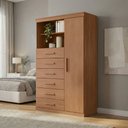 Ver imagem 3 de Cômoda Multiuso 6 Gavetas 1 Porta com Prateleiras Atena