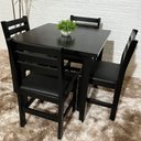 Ver imagem 3 de Conjunto Fixo Floresta Mesa 80x80 com 4 Cadeiras Estofadas Cor:preto