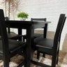 Conjunto Fixo Floresta Mesa 80x80 com 4 Cadeiras Estofadas Cor:preto - 4