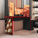 Ver imagem 1 de Mesa Gamer Escrivaninha Drx 9000 152,5cm Móveis Leão Preto/Vermelho