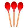 Kit 3 Colher de Silicone com Cabo de Madeira 32 Cm Vermelha- - 1