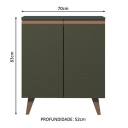 Balcão Armário de Cozinha 70 cm 2 Portas Preto Reims Madesa - 3