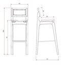 Ver imagem 3 de Banqueta Milão Alta Assento e Encosto em Palhinha Amêndoa