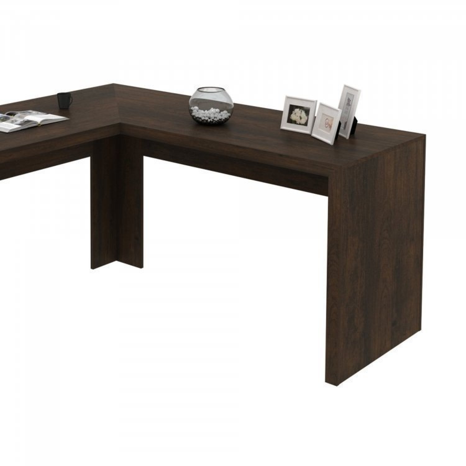 Conjunto Home Office 4 Peças com 1 Mesa em L 1 Balcão 1 Gaveteiro 1 Estante Espresso Móveis - 19