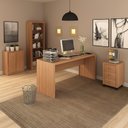 Ver imagem 1 de Conjunto 4 Peças com 1 Mesa 1 Balcão 1 Estante 1 Gaveteiro Espresso Móveis Marrom