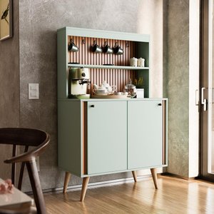 Aparador Buffet Cantinho do Café Dolce Efeito Ripado Com 2 Portas - Movelove
