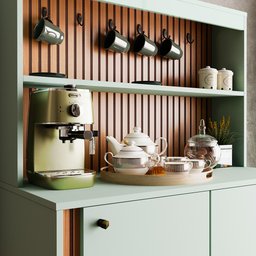 Aparador Buffet Cantinho do Café Dolce Efeito Ripado Com 2 Portas - Movelove - 5