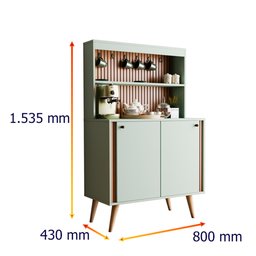 Aparador Buffet Cantinho do Café Dolce Efeito Ripado Com 2 Portas - Movelove - 3