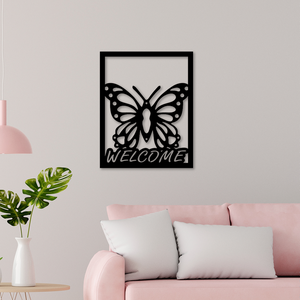 Quadro de Parede Welcome Borboleta em MDF