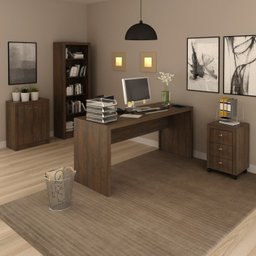 Kit 4 Peças com 1 Mesa 1 Balcão 1 Estante 1 Gaveteiro Espresso Móveis - 1