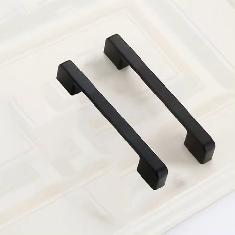 2 Puxador em Aço Liso 12,8cm Preto Fosco Gaveta Armário