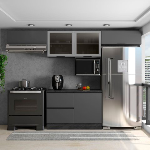Cozinha Moderna Etna com Tampo 280cm 5 Peças Poliman Móveis