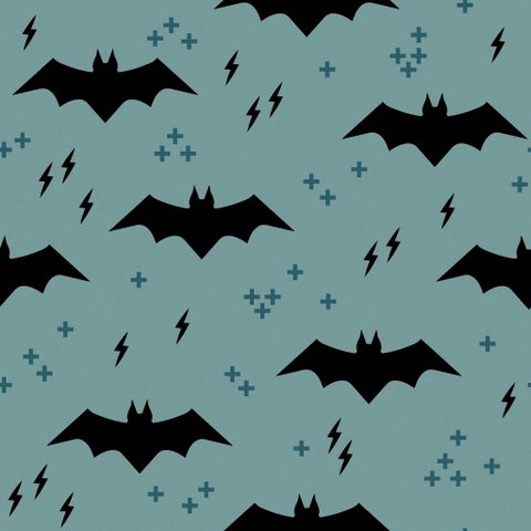 Papel de Parede Decorativo Baby Morceguinhos Pretos com Fundo Verde Claro 3,0m