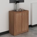 Ver imagem 4 de Kit 5 Peças com Mesa em L, Armário Alto, Gaveteiro, Estante e Armário Baixo Espresso Móveis