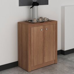 Kit 5 Peças com Mesa em L, Armário Alto, Gaveteiro, Estante e Armário Baixo Espresso Móveis - 4