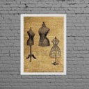 Ver imagem 1 de Quadro Modelos Manequim De Costura 24x18cm - com vidro:Madeira preta