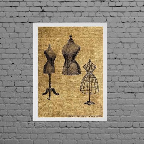 Quadro Modelos Manequim De Costura 24x18cm - com vidro:Madeira preta
