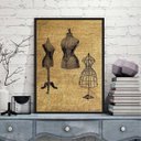 Ver imagem 2 de Quadro Modelos Manequim De Costura 24x18cm - com vidro:Madeira preta