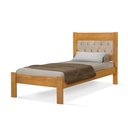 Ver imagem 2 de Cama de Solteiro de Madeira Imbuia Viena com Cabeceira Estofada Veludo Bege