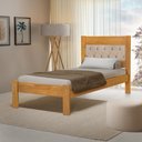 Ver imagem 1 de Cama de Solteiro de Madeira Imbuia Viena com Cabeceira Estofada Veludo Bege
