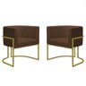 Kit 2 Poltronas Decorativa Nayara Base Ferro Dourado Twdecora Suede - 1