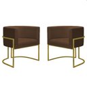 Ver imagem 1 de Kit 2 Poltronas Decorativa Nayara Base Ferro Dourado Twdecora Suede