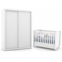 Ver imagem 1 de Jogo de Quarto Infantil com Guarda Roupa 2 Portas de Correr e Berço Tutto New Branco Soft - Matic Mó