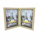 Ver imagem 1 de Porta Retrato Duplo Vertical 15x21 Moldura Madeira Premium:madeira Natural